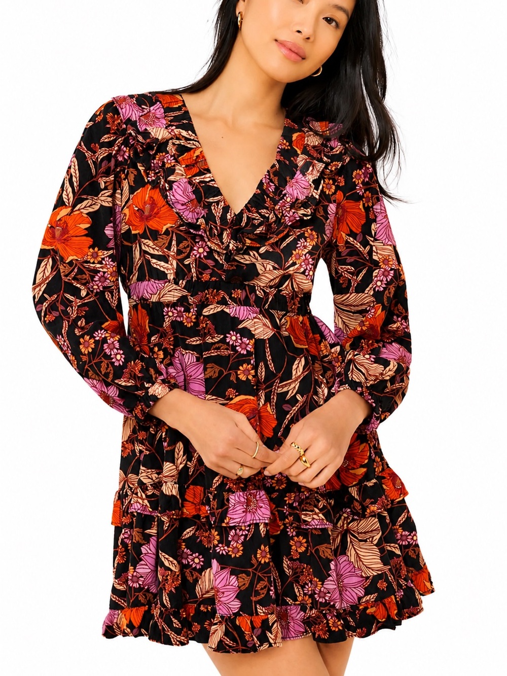 Anthropologie Pilcro Tiered Corduroy Mini Dress Western Boho Preppy Womens XS